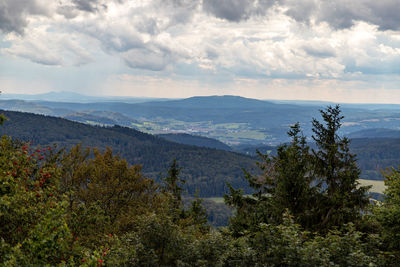 Scenic view from the mountain big inselsberg near the rennsteig in thuringia