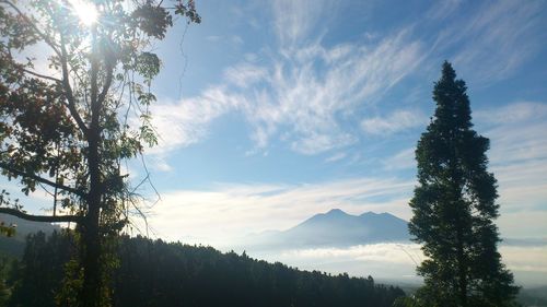 Scenic view of mountains against cloudy sky