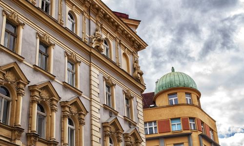 Low angle view of historic building against sky, prague