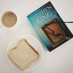 High angle view of breakfast on table