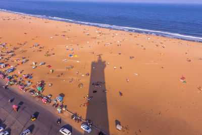 High angle view of people at beach