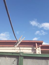 Low angle view of roof against sky