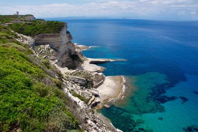 High angle view of sea against sky