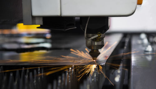 Close-up of cnc machine at factory