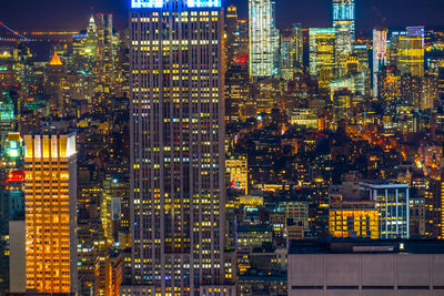 Illuminated cityscape at night