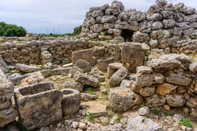 Stone wall with rocks