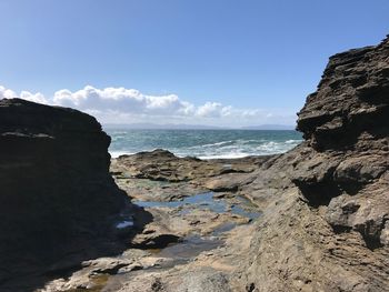 Scenic view of beach against sky