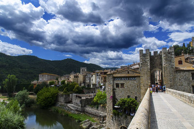 View of buildings against cloudy sky
