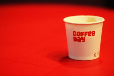 Close-up of tea cup on table