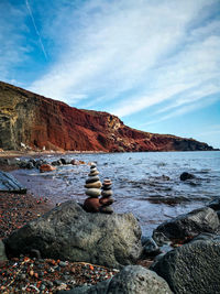 Beautiful view of the red beach in santorini 