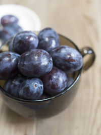 Close-up of fruits in bowl on table