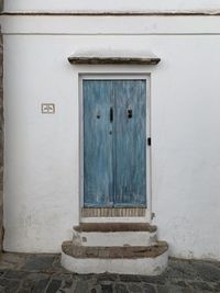 Closed door of building