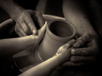 Working on the potter's wheel fragmentary portrait