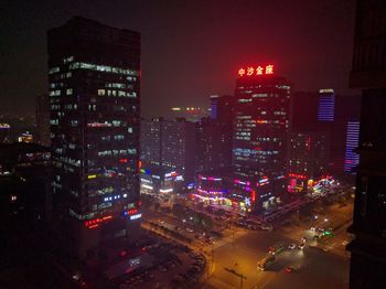 Illuminated city at night