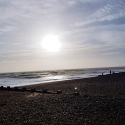 Scenic view of beach against sky during sunset