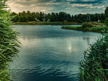 Scenic view of lake against sky