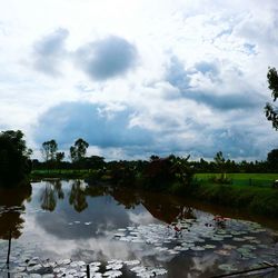 Scenic view of lake against sky