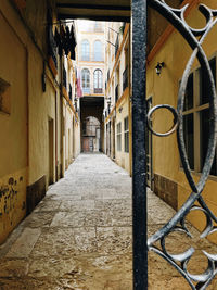 Narrow alley along buildings