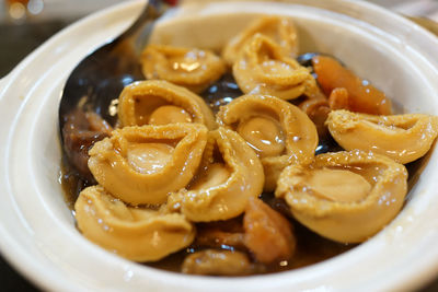 High angle view of pasta in bowl