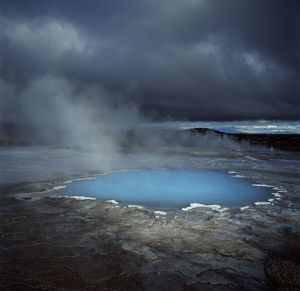 Geyser at the geothermal area at hveravellir in the centre of iceland