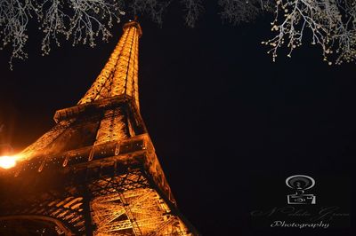 Low angle view of illuminated built structure