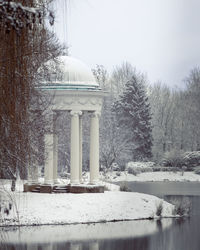 Scenic view of frozen lake against clear sky