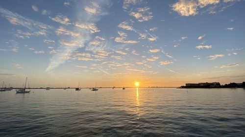 Scenic view of sea against sky during sunset