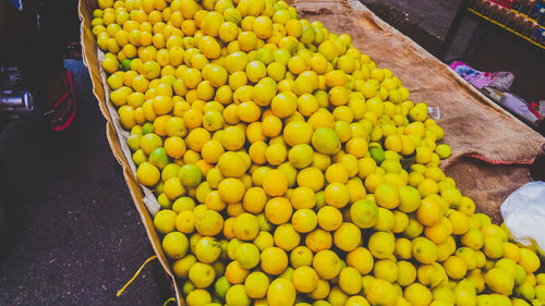 Low section of fruits for sale at market