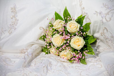 Close-up of white rose bouquet