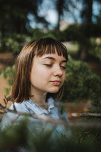 Portrait of teenage girl smiling