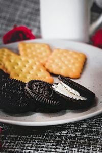 Close-up of dessert in plate on table