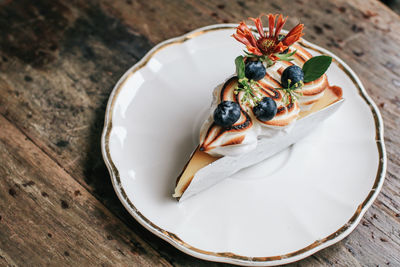 High angle view of cake on plate