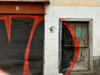 Closed door of building