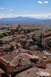 High angle view of townscape against sky