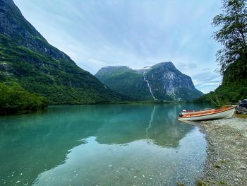 Scenic view of lake against sky