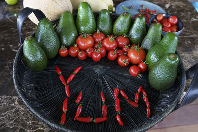 Close-up of strawberries in basket