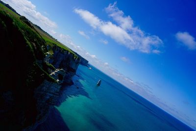 Scenic view of sea against cloudy sky