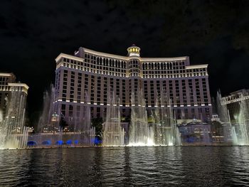 Illuminated building at night