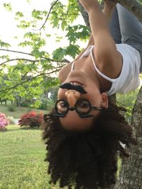 Close-up of girl in park