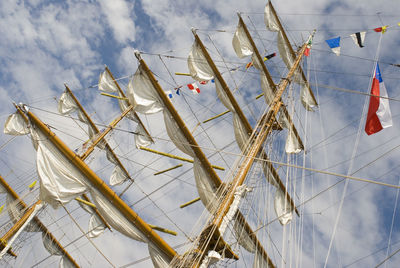 Low angle view of sailboat against sky