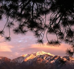 Scenic view of mountains against sky during sunset