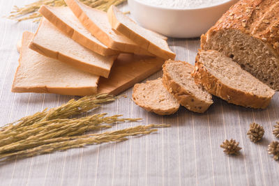Close-up of wheat on table