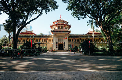 View of historical building against sky, vietnam, ho chi minh, chinese building, communism