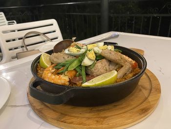 Close-up of food in plate on table