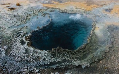 High angle view of hot spring