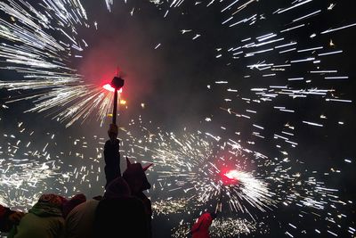 Fireworks exploding in night sky