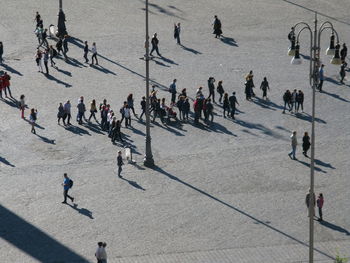 High angle view of people at piazza del popolo