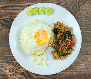 Directly above shot of breakfast served on table