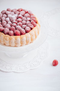 High angle view of cake on table