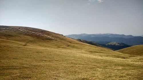 Scenic view of mountains against clear sky